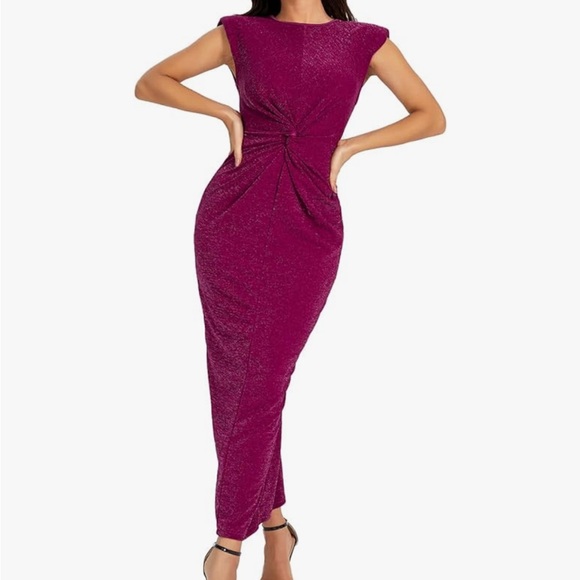 Sparkly shoulder pad maxi dress - Picture 3 of 8